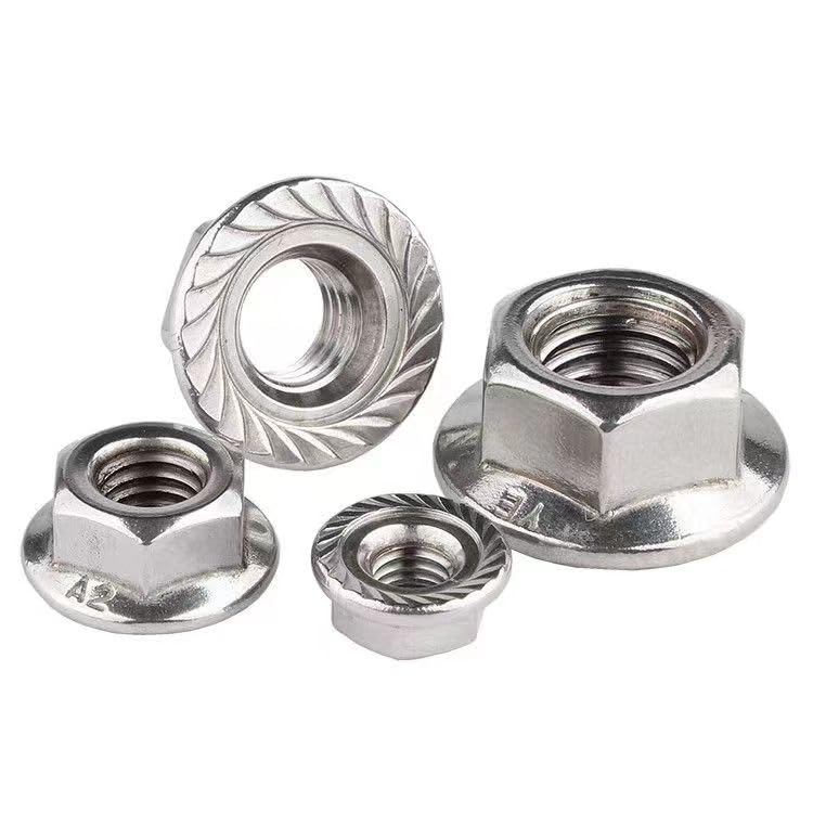 QBJFY M6-1 Serrated Flange Hex Nuts, M6 Hexagon Flange Nuts 304 Stainless Steel 18-8, Bright Finish, Full Thread,150Pcs - Image 2